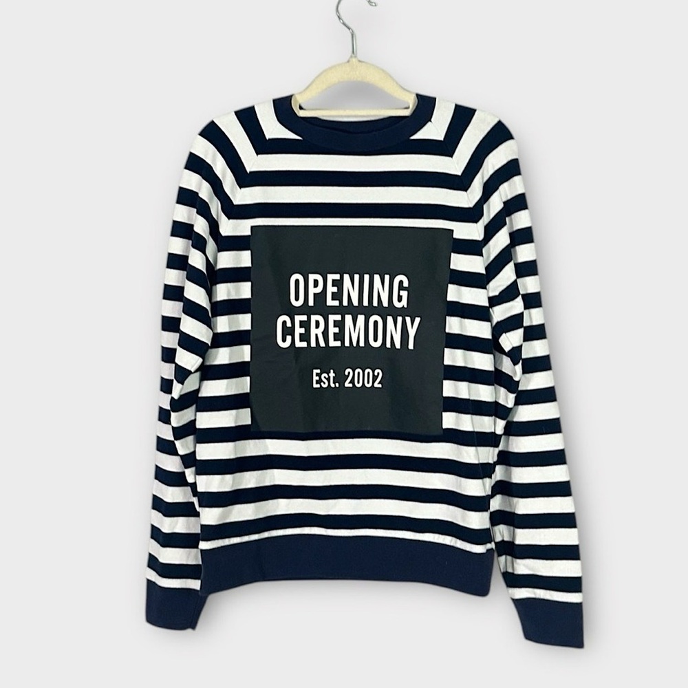Opening Ceremony Striped Logo Pullover Sweatshirt